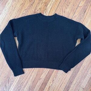 Lululemon Athletica Cotton Blend Textured Ribbed Cropped Black Sweater SZ 2, XS
